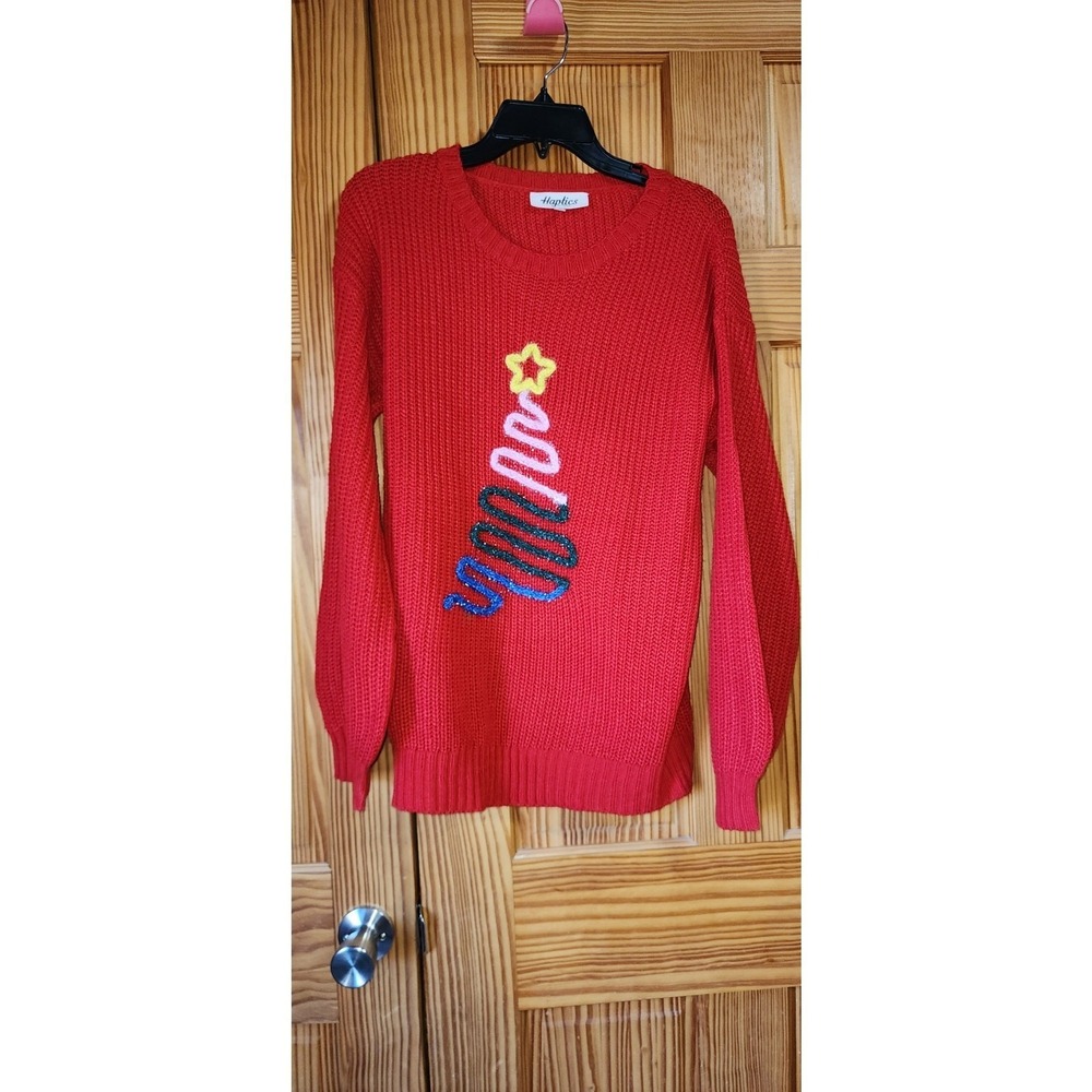 Haptics red Christmas tree sweater‎
